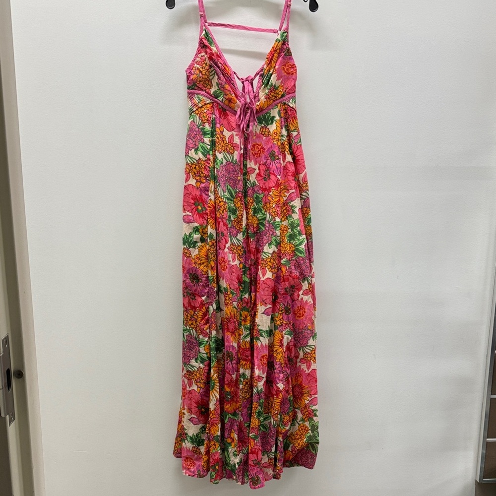 NWT Pink Floral Tie-Front Free People Dream Weaver Maxi Dress
